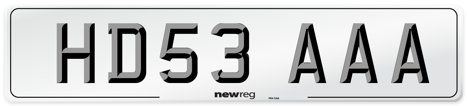 HD53 AAA Number Plate from New Reg
